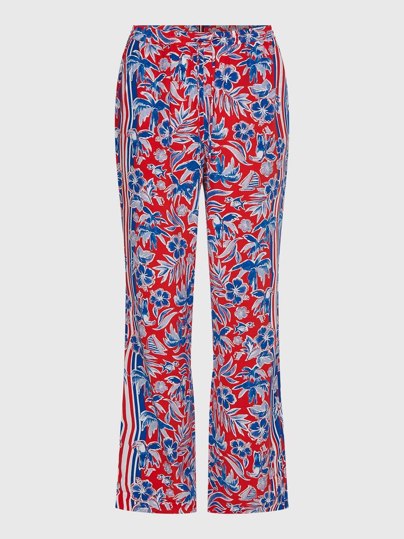 Női Tommy Hilfiger Floral Széles Cipő-Leg Nadrág Színes | HU 244EBC